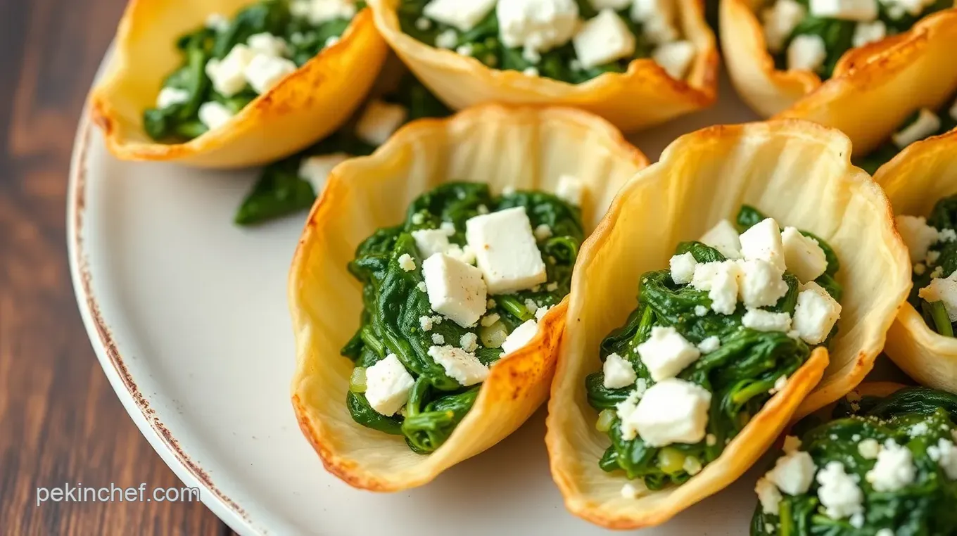 Crispy Fillo Shells with Savory Spinach and Feta Filling