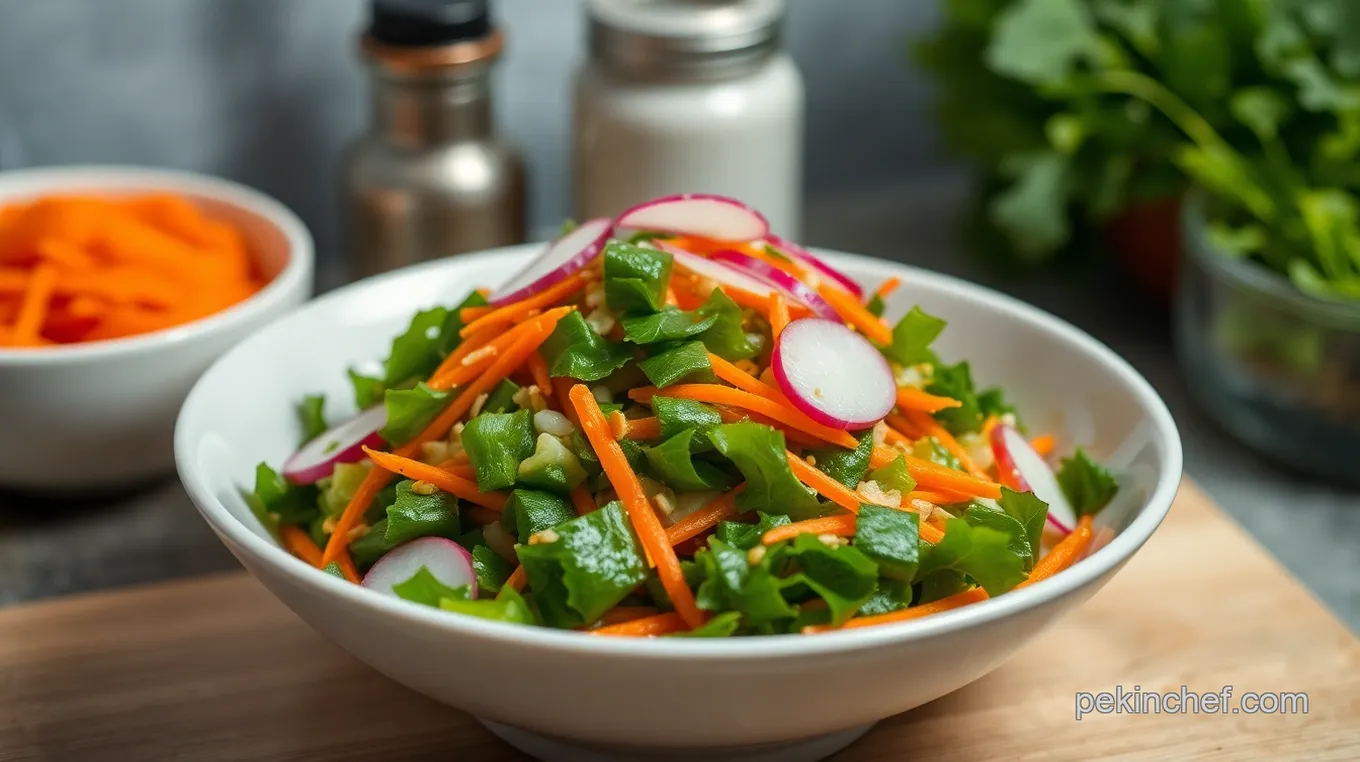 Crunchy Takana Salad with Sesame Dressing