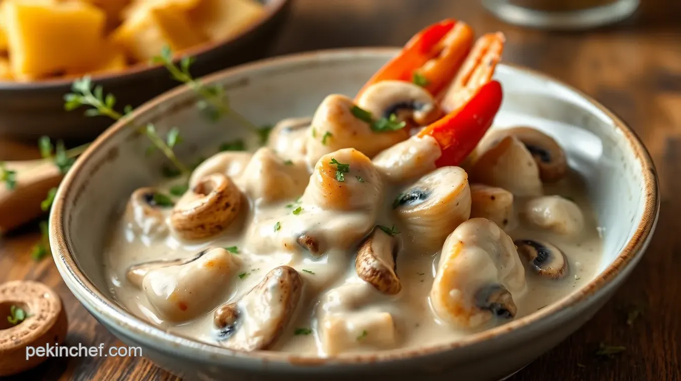 Quick Langostino Mushroom Sour Cream Gravy