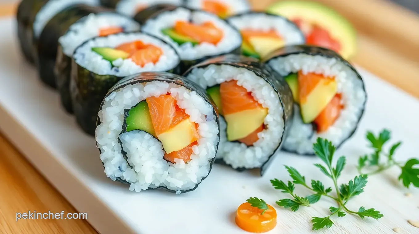 Roll Fresh Salmon Saki Maki Sushi Delight