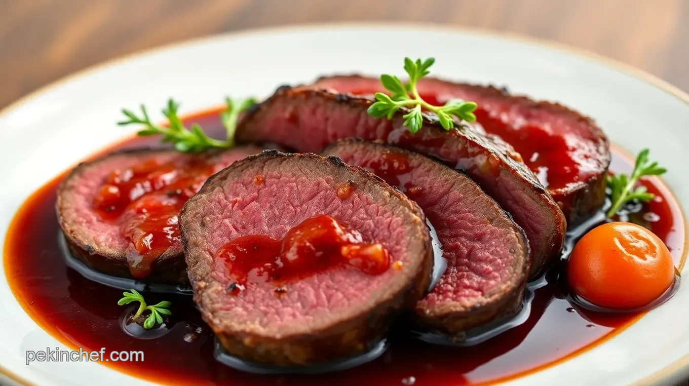 Sear Tender Beef Fillet with Red Wine Sauce