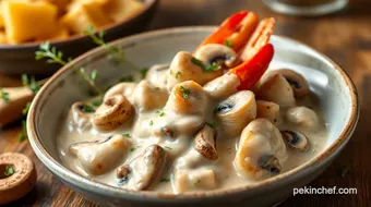 Quick Langostino Mushroom Sour Cream Gravy recipe card