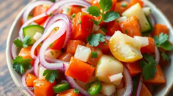 Quick Onion Salad with Fresh Veggies recipe card