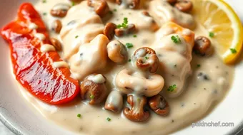 Rich Langostino Mushroom Sour Cream Gravy recipe card