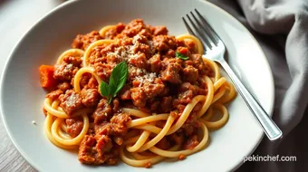 Slow-Cooked Campanelle Bolognese Delight recipe card