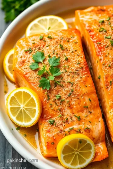 Bake Salmon with Zesty Lemon & Garlic Delight presentation