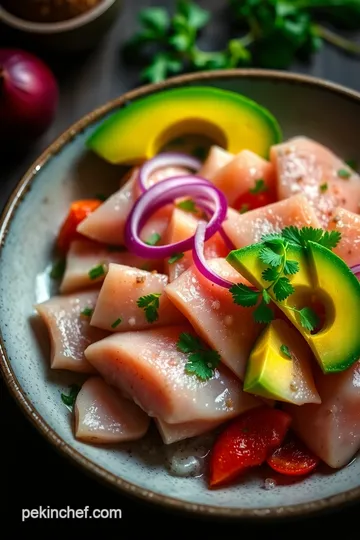 Citrusy Hiramasa Crudo with Avocado and Chile Lime Drizzle presentation