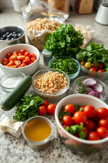 Herb-Infused Farro Verde Salad ingredients