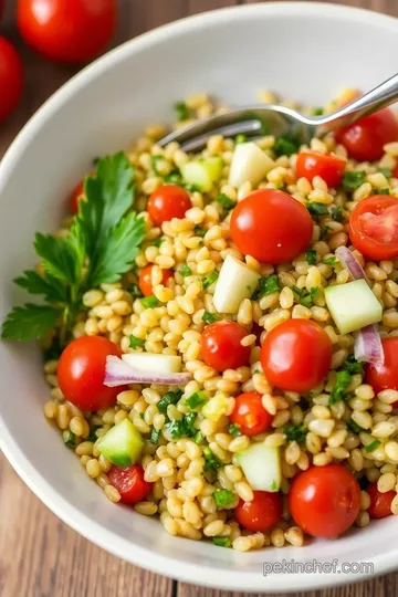 Herb-Infused Farro Verde Salad presentation