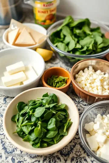 Crispy Fillo Shells with Savory Spinach and Feta Filling ingredients