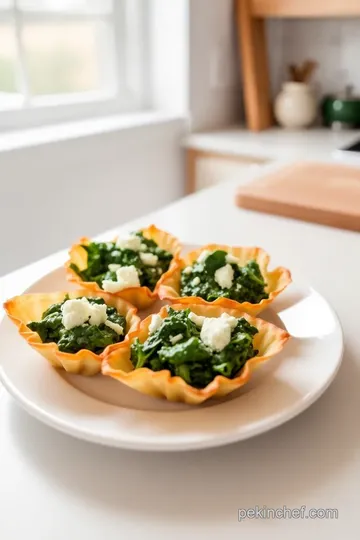 Crispy Fillo Shells with Savory Spinach and Feta Filling steps