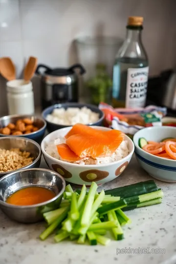 Crispy Salmon Skin Roll with Fresh Vegetables ingredients