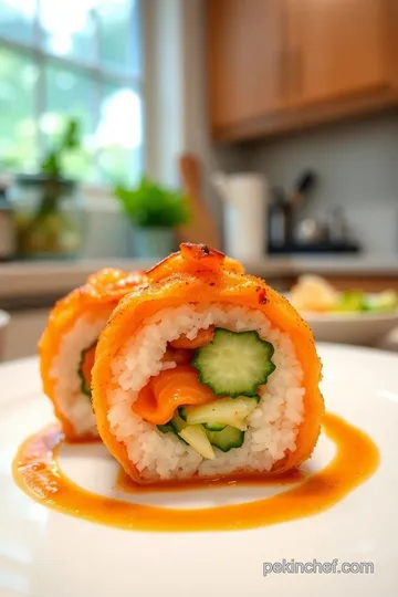 Crispy Salmon Skin Roll with Fresh Vegetables steps