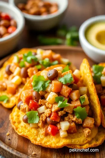 Crispy Fried Corn Tostadas with Savory Toppings presentation