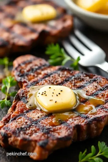 Grilled Lombatello Steak with Garlic Herb Butter presentation