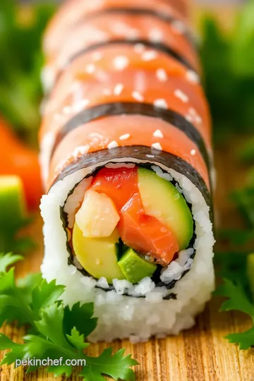 Roll Fresh Salmon Saki Maki Sushi Delight presentation