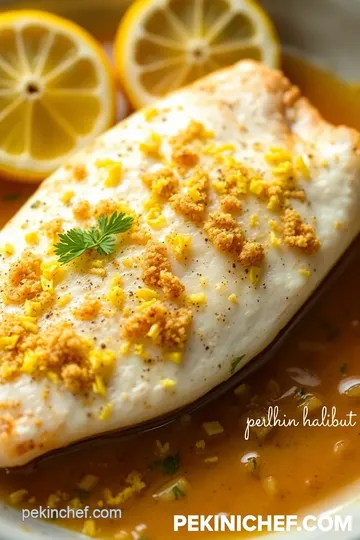 Sear Halibut with Crispy Lemon Zest presentation