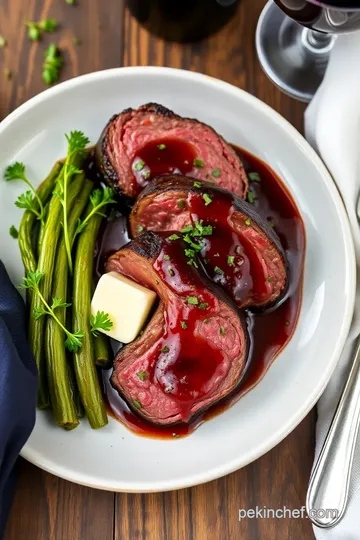 Sear Tender Beef Fillet with Red Wine Sauce presentation