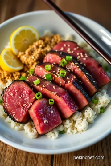 Seared Ahi Tuna with Sesame Crust presentation