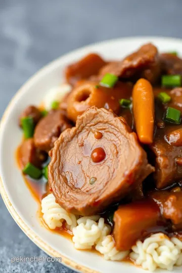 Melt-in-Your-Mouth Simmered Beef Tongue with Savory Sauce presentation