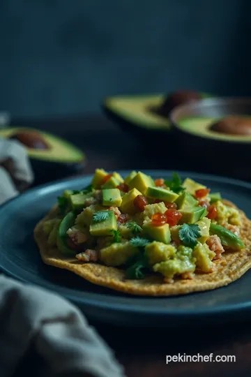 Tostaguac: Crunchy Tortilla Tacos with Creamy Guacamole presentation