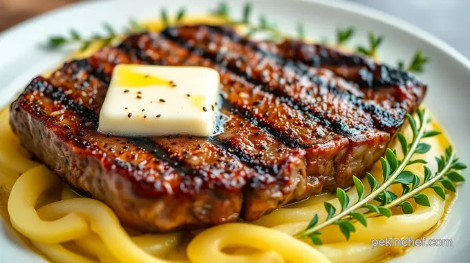 Grilled Lombatello Steak with Garlic Herb Butter