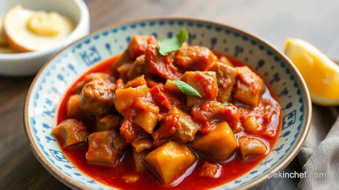 Slow Cooked Menudo with Spicy Red Sauce